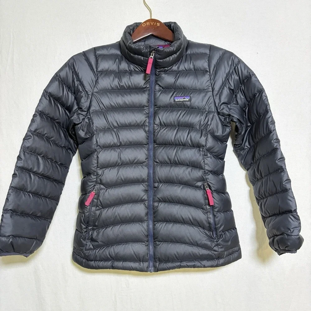 Patagonia Down Sweater Jacket Kids XL 14 Blue Puffer Insulated Full Zip 68233